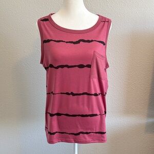 SHEIN Pink and Black Striped Muscle Tee